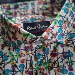 ROBERT GRAHAM Shirt Men's XL Guitar Modern Americana Button Short Sleeve